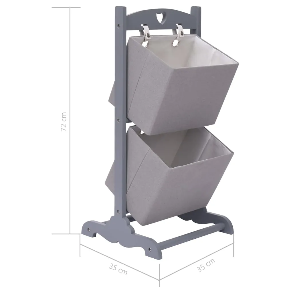 2-Layer Basket Rack Dark Grey 35x35x72 cm Wood