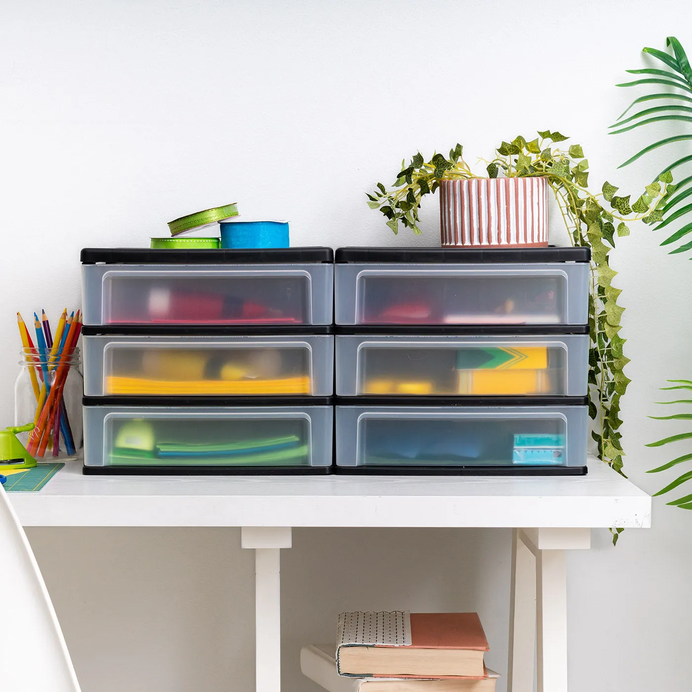3-Drawer Desktop-Organizer Plastic-Drawer 2 Pack