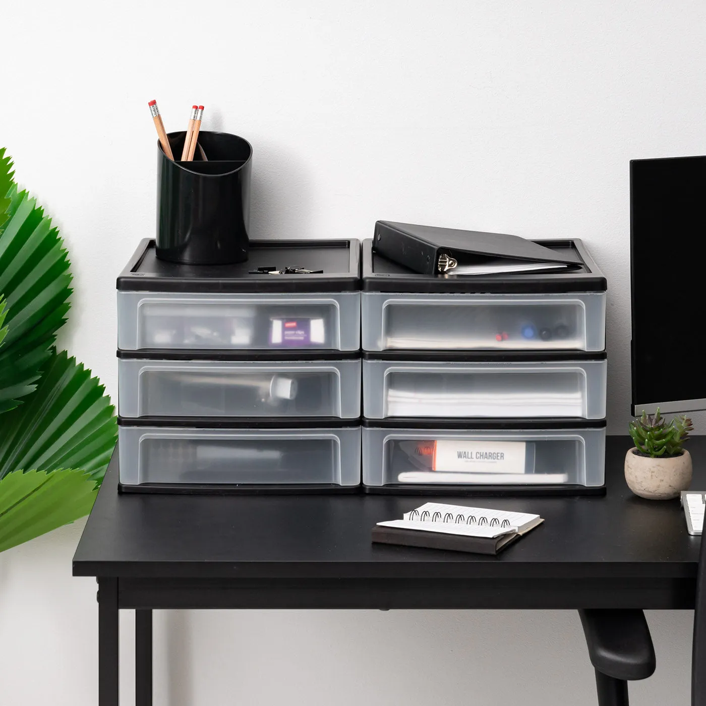 3-Drawer Desktop-Organizer Plastic-Drawer 2 Pack