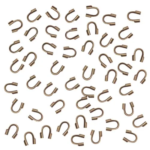 Antiqued Brass Wire & Thread Protectors .024 Inch Loops (50 Pieces)