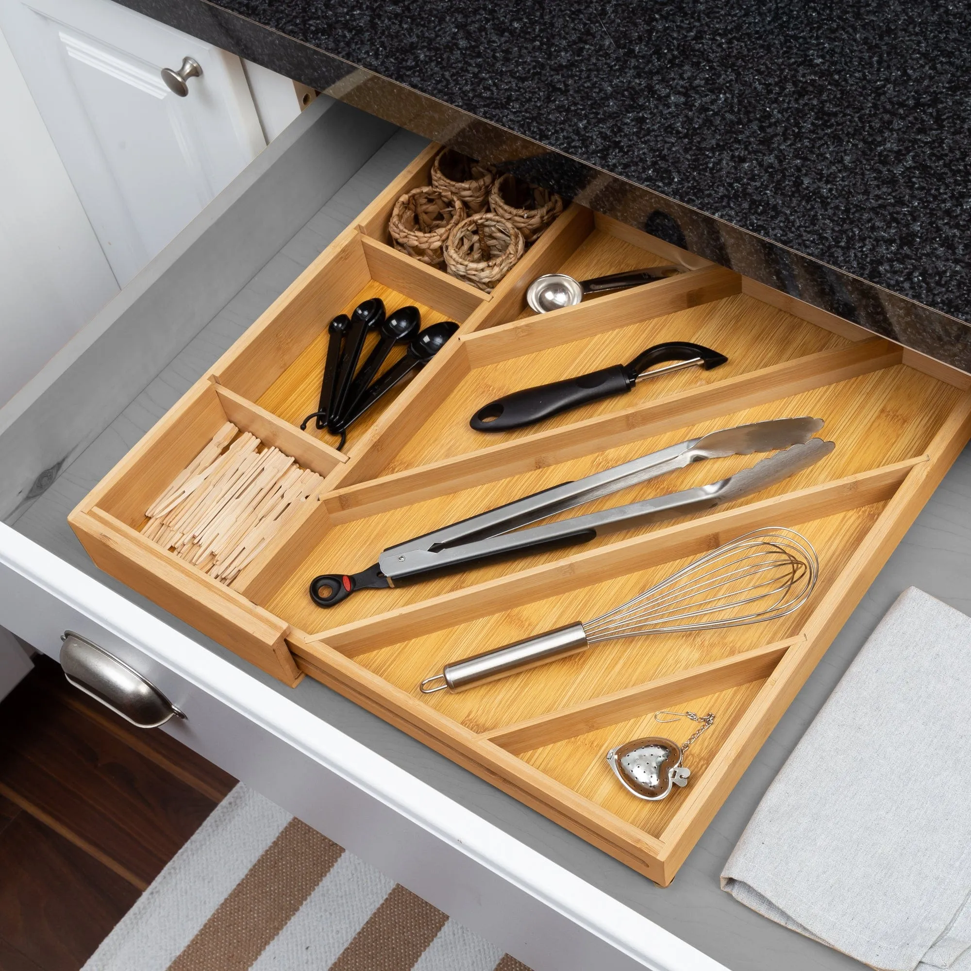 Bamboo Diagonal Drawer Organizer