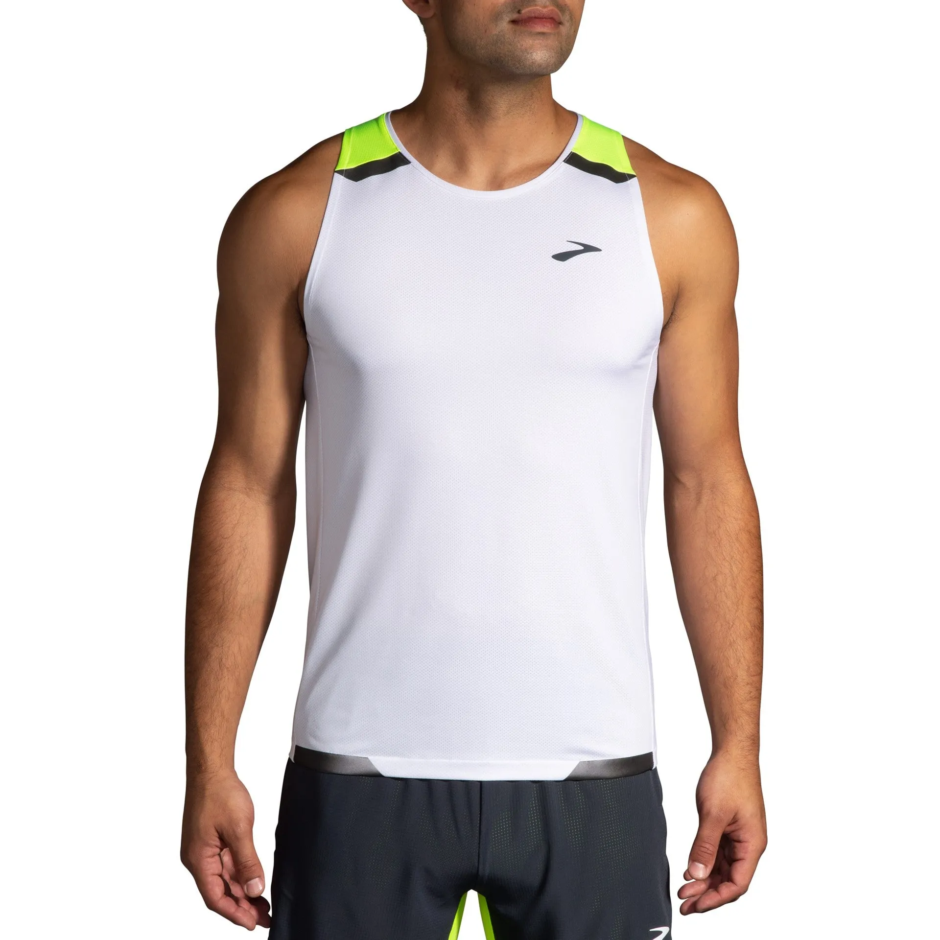 Brooks | Run Visible Tank | Men's | White/Asphalt/Nightlife