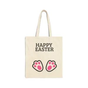 Canvas Tote Bag - Happy Easter Bunny Feet and Ear Design - Unapologetic Apparel