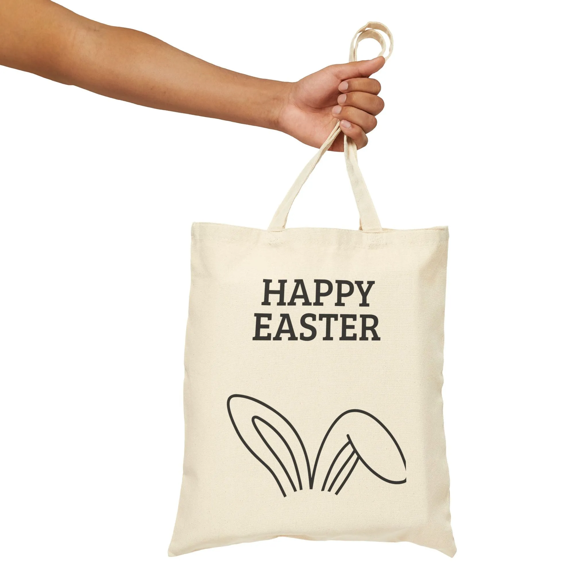 Canvas Tote Bag - Happy Easter Bunny Feet and Ear Design - Unapologetic Apparel