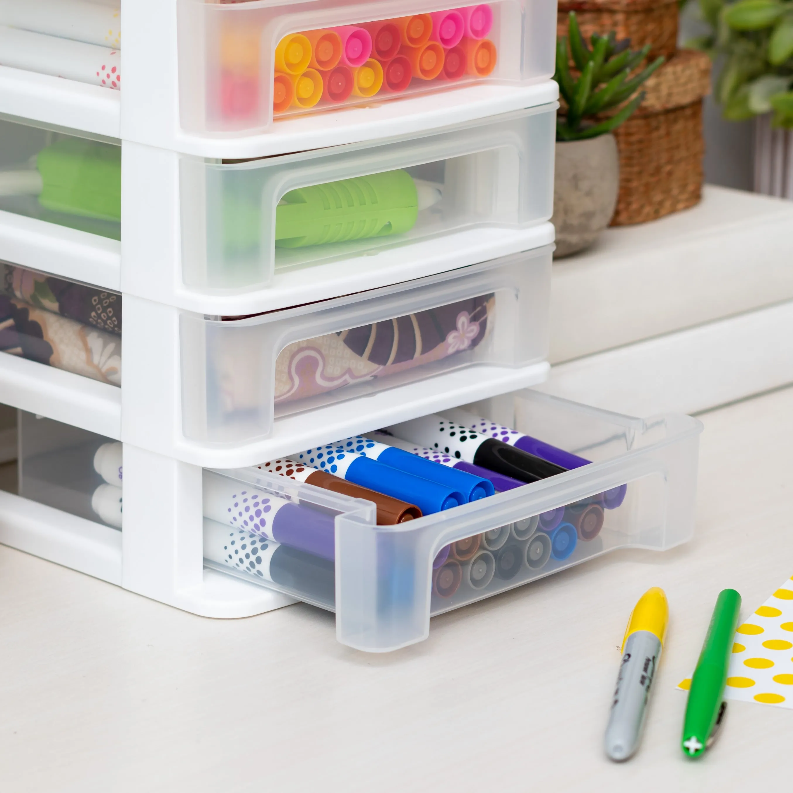 Compact Desktop 4-Drawer System, White