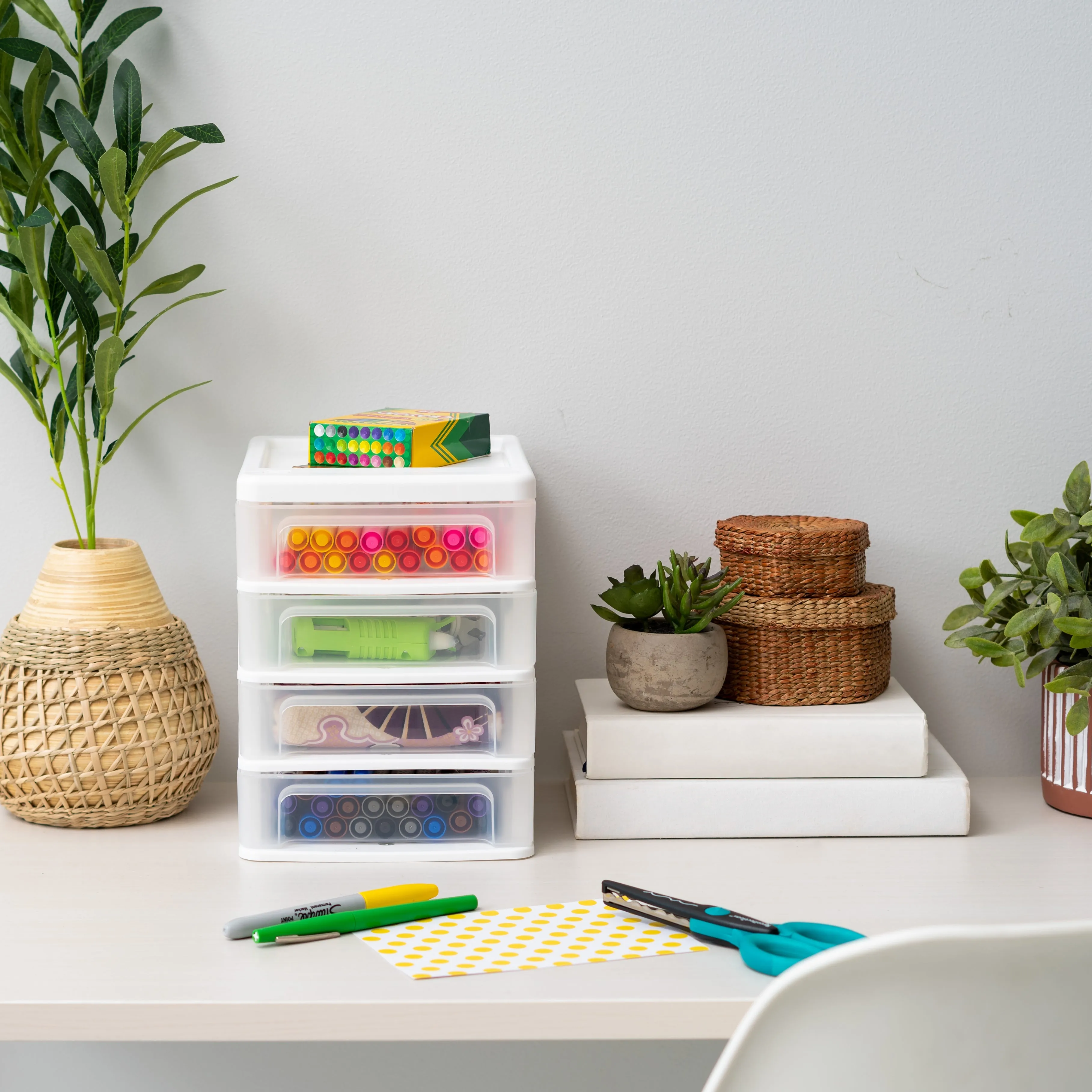 Compact Desktop 4-Drawer System, White