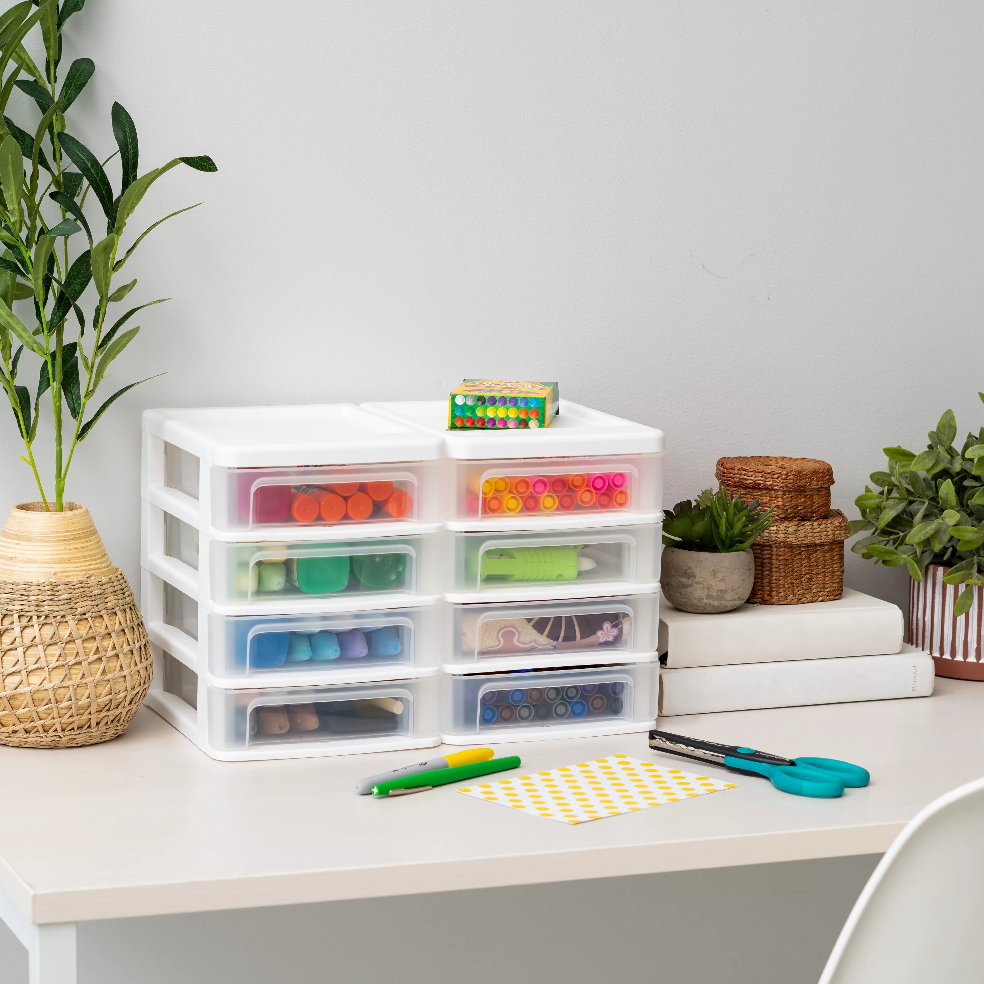 Compact Desktop 4-Drawer System, White