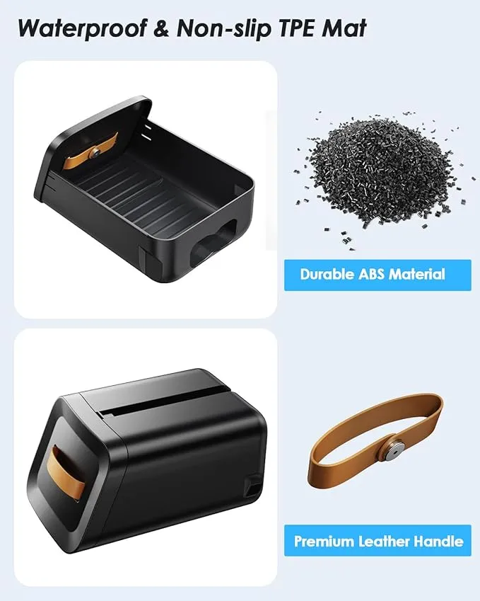 For 2025 Rivian Camping Speaker Drawer - 2022-2025 R1T R1S Push to Open Camp Speaker Drawer Console Organizer ABS Vegan Leather Handles Anti-Slip TPE Pad Unlocking the Drawer Shell on the Car Screen