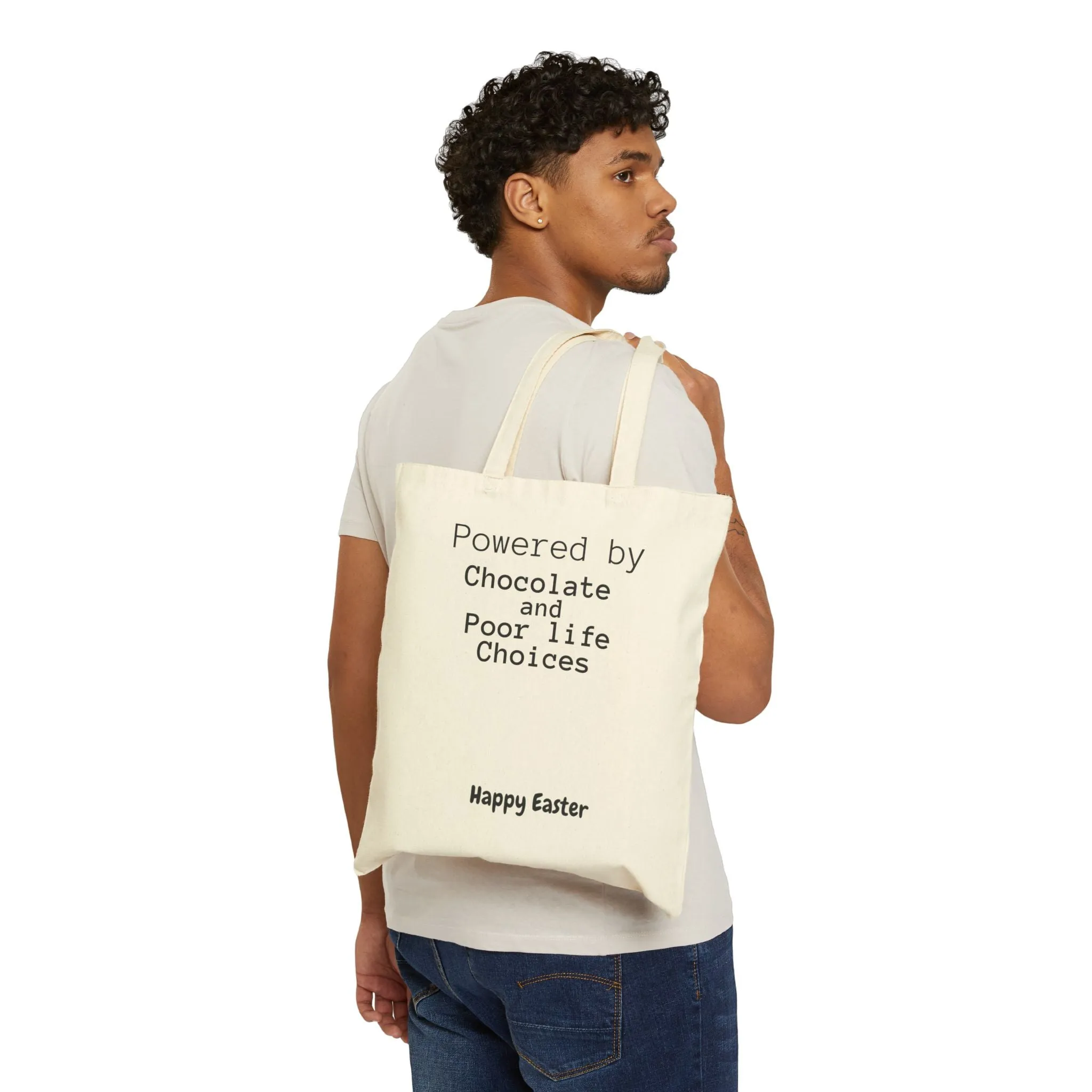 Funny Chocolate-Powered Tote Bag- Easter Tote - Unapologetic Apparel