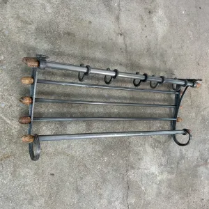 Hanging Rack, Wall Rack with Dark Metal with Wooden Knobs