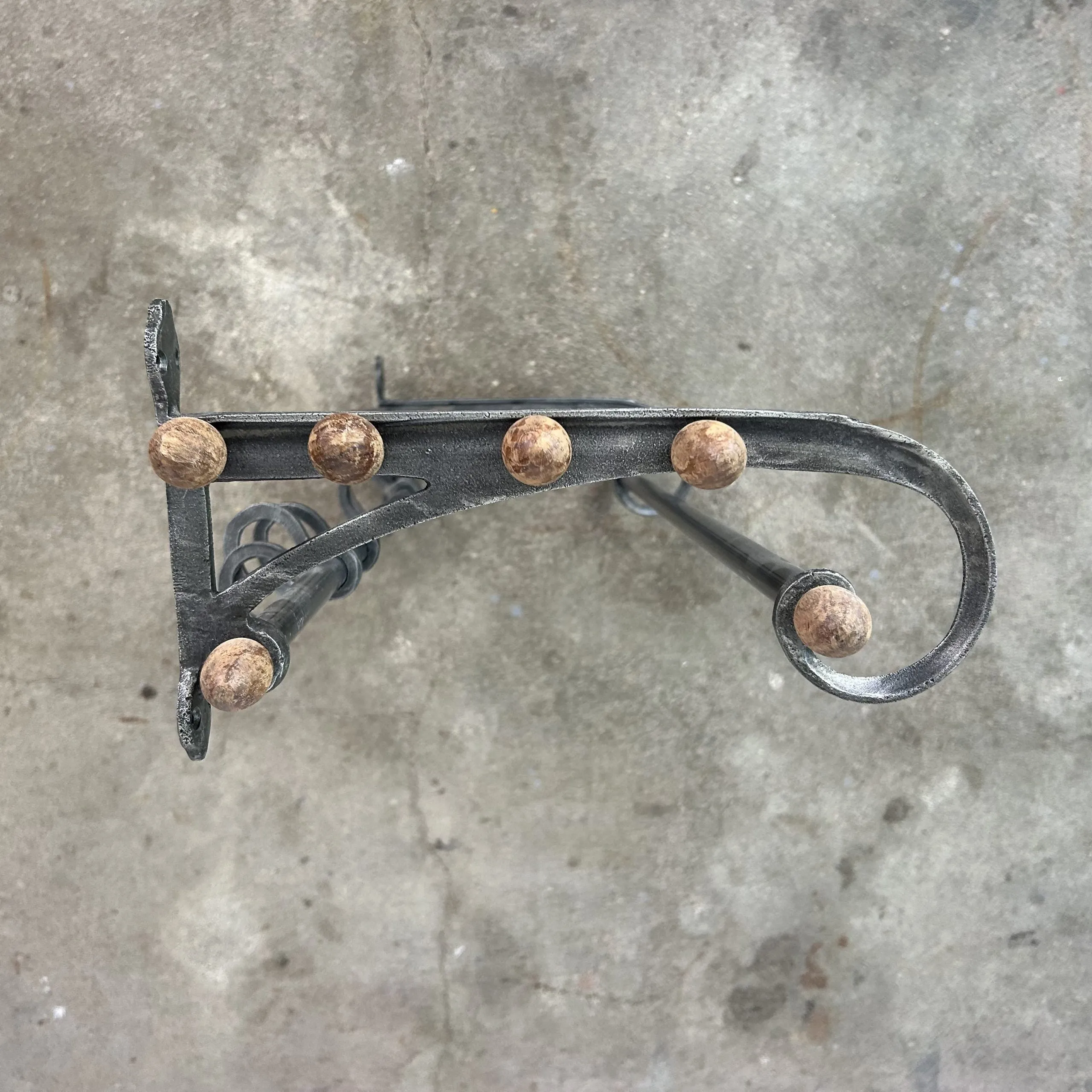 Hanging Rack, Wall Rack with Dark Metal with Wooden Knobs