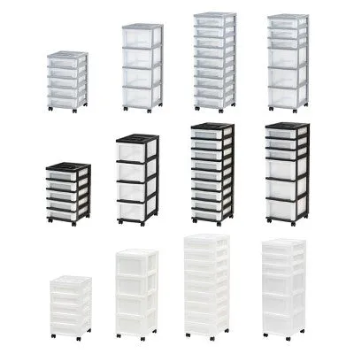 IRIS 4 Drawer Storage Cart with Organizer Top Black