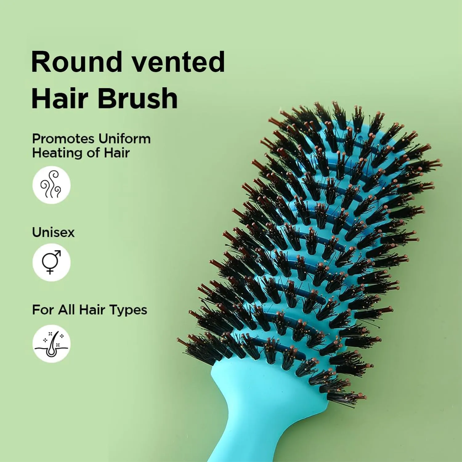 Kuber Industries Hair Brush | Flexible Bristles Brush | Hair Brush with Paddle | Quick Drying Hair Brush | Suitable For All Hair Types | Round Vented Hair Brush | 2 Piece | C13-X-BLE | Blue