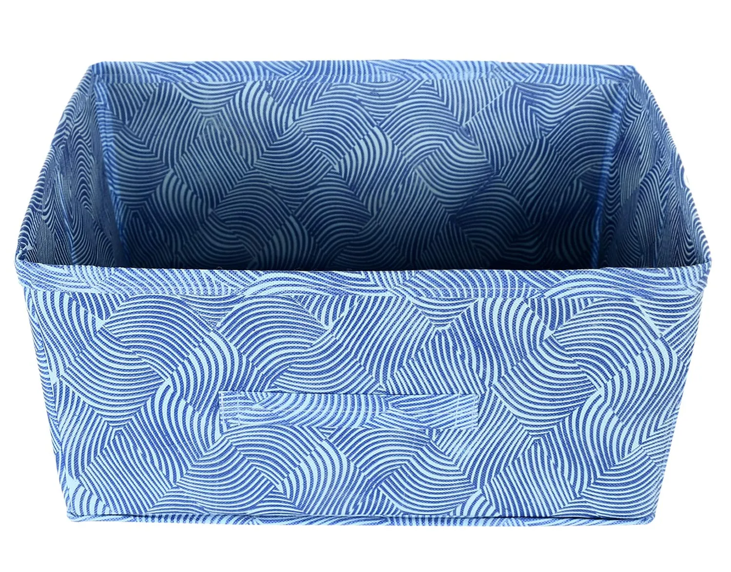 Kuber Industries Laheriya Metalic Print Non Woven Fabric Modular Closet Organizer Box with Handle for Cube Storage Units in Closet,Set Of 2(Blue & Beige)-KUBMART15997