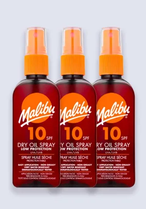 Malibu Dry Oil Spray SPF 10 100ml - 3 Pack