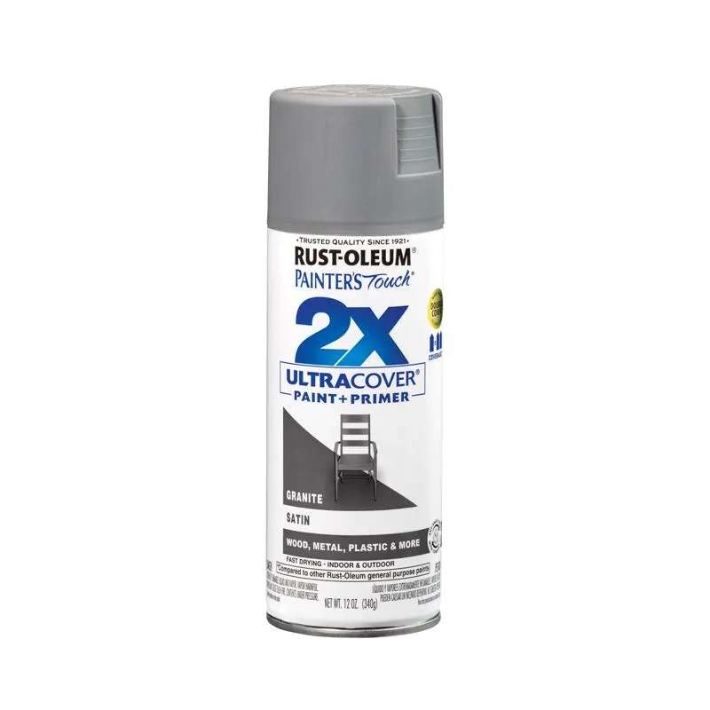 Rust-Oleum Painter's Touch 2X Ultra Cover Satin Granite Paint Primer Spray Paint 12 oz