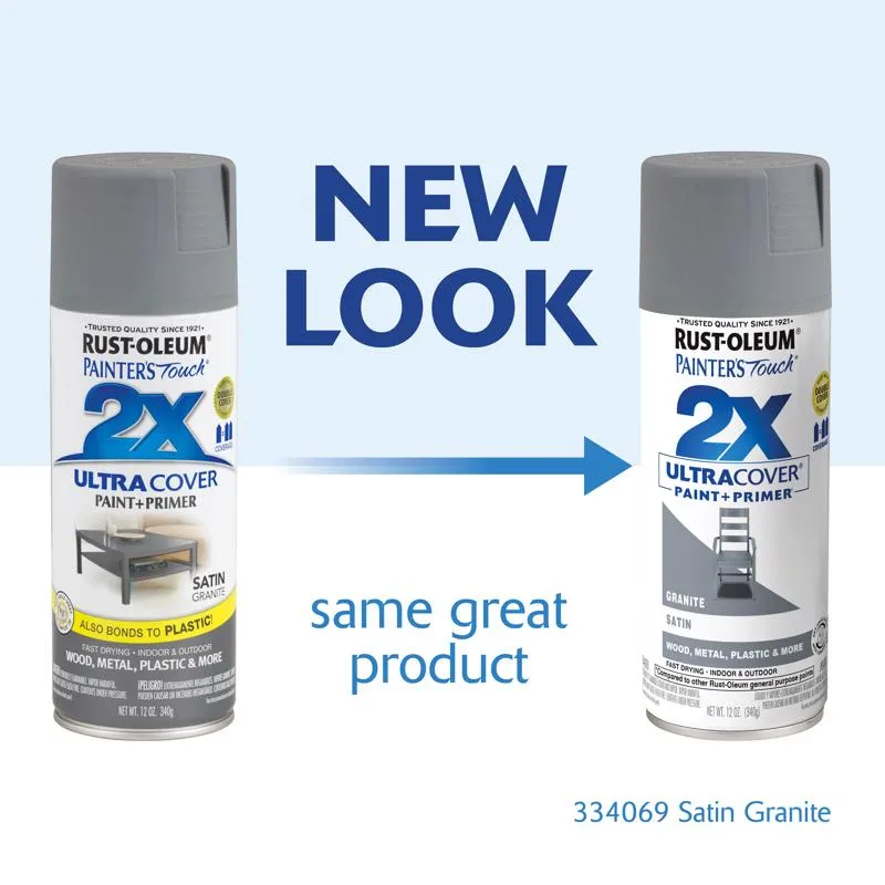 Rust-Oleum Painter's Touch 2X Ultra Cover Satin Granite Paint Primer Spray Paint 12 oz