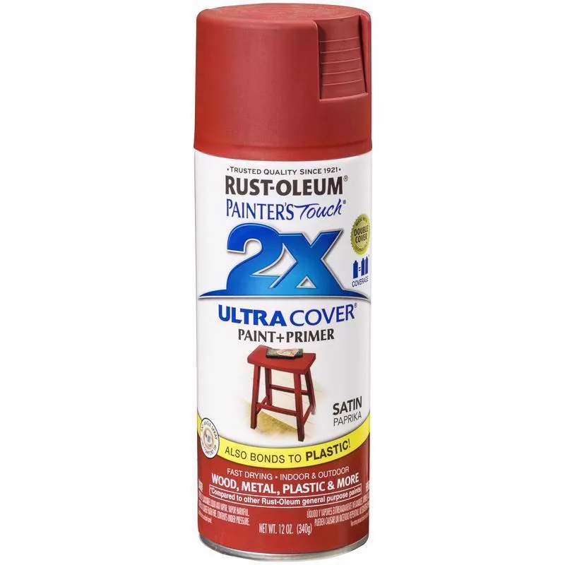 Rust-Oleum Painter's Touch 2X Ultra Cover Satin Paprika Paint Primer Spray Paint 12 oz